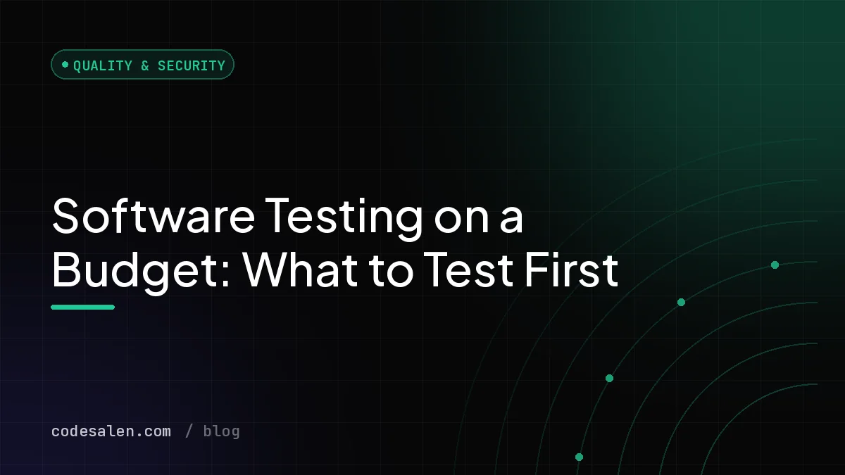 Software Testing on a Budget: What to Test First