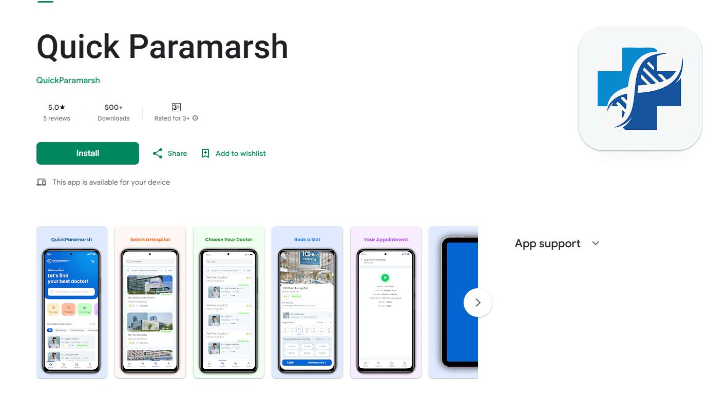 QuickParamarsh – Your Healthcare Appointment Companion