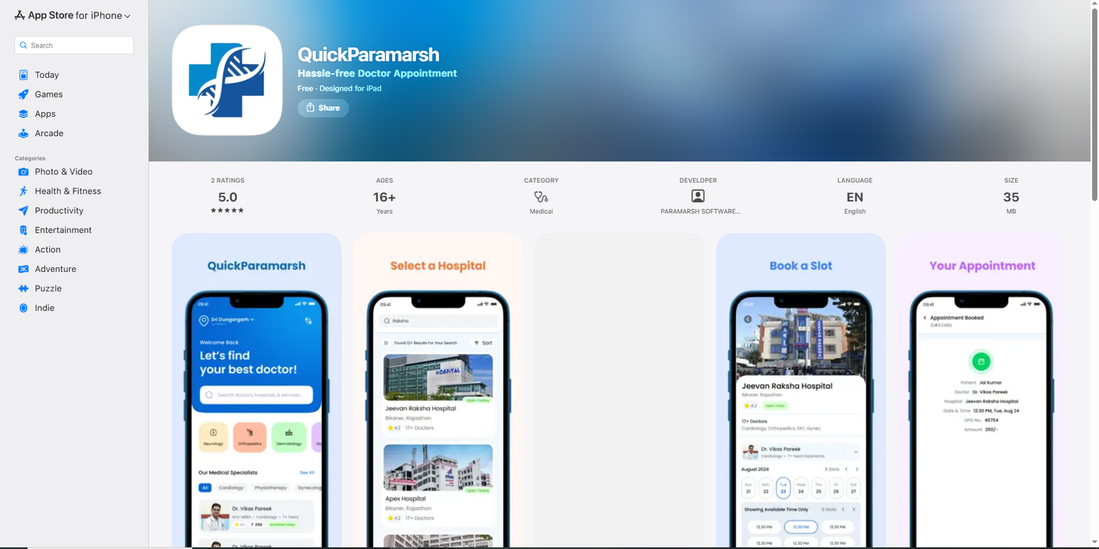 QuickParamarsh – Seamless Healthcare Scheduling App