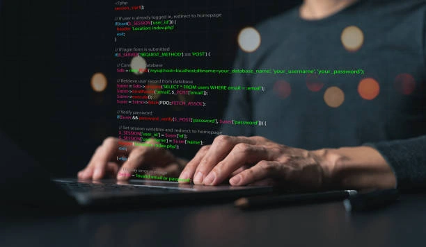 Developer working with JavaScript code